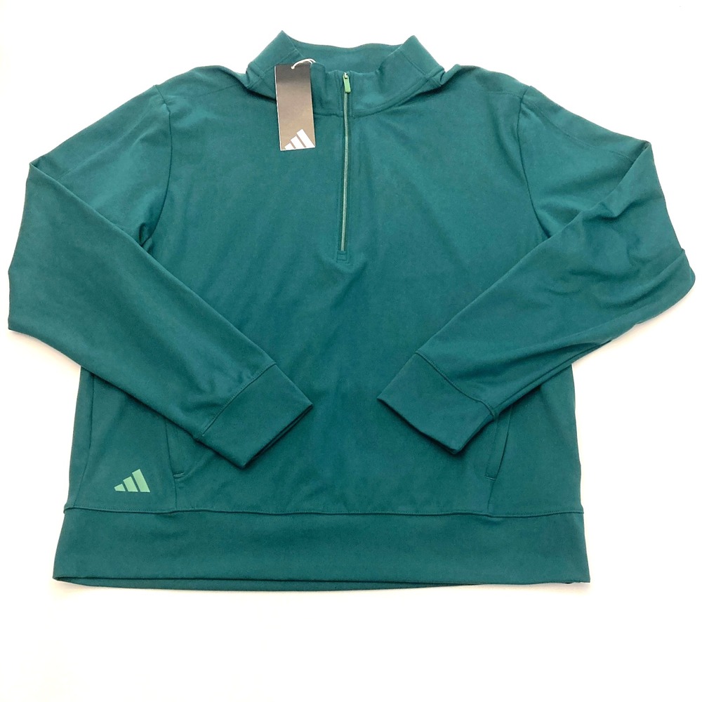 ADIDAS Ultimate365 Golf Pullover Top Collegiate Green Womens M Quarter Zip NEW